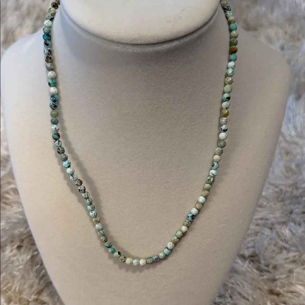 Elegant Beaded Necklace in Green Tones NWOT